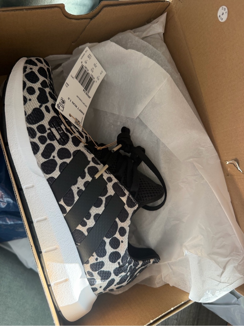 adidas Women's Black & White Leopard Pattern Sneakers
